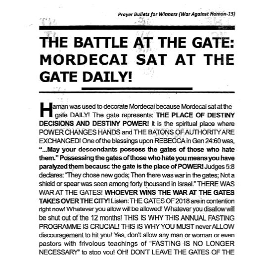 War Against Haman 13 Prayer 2018