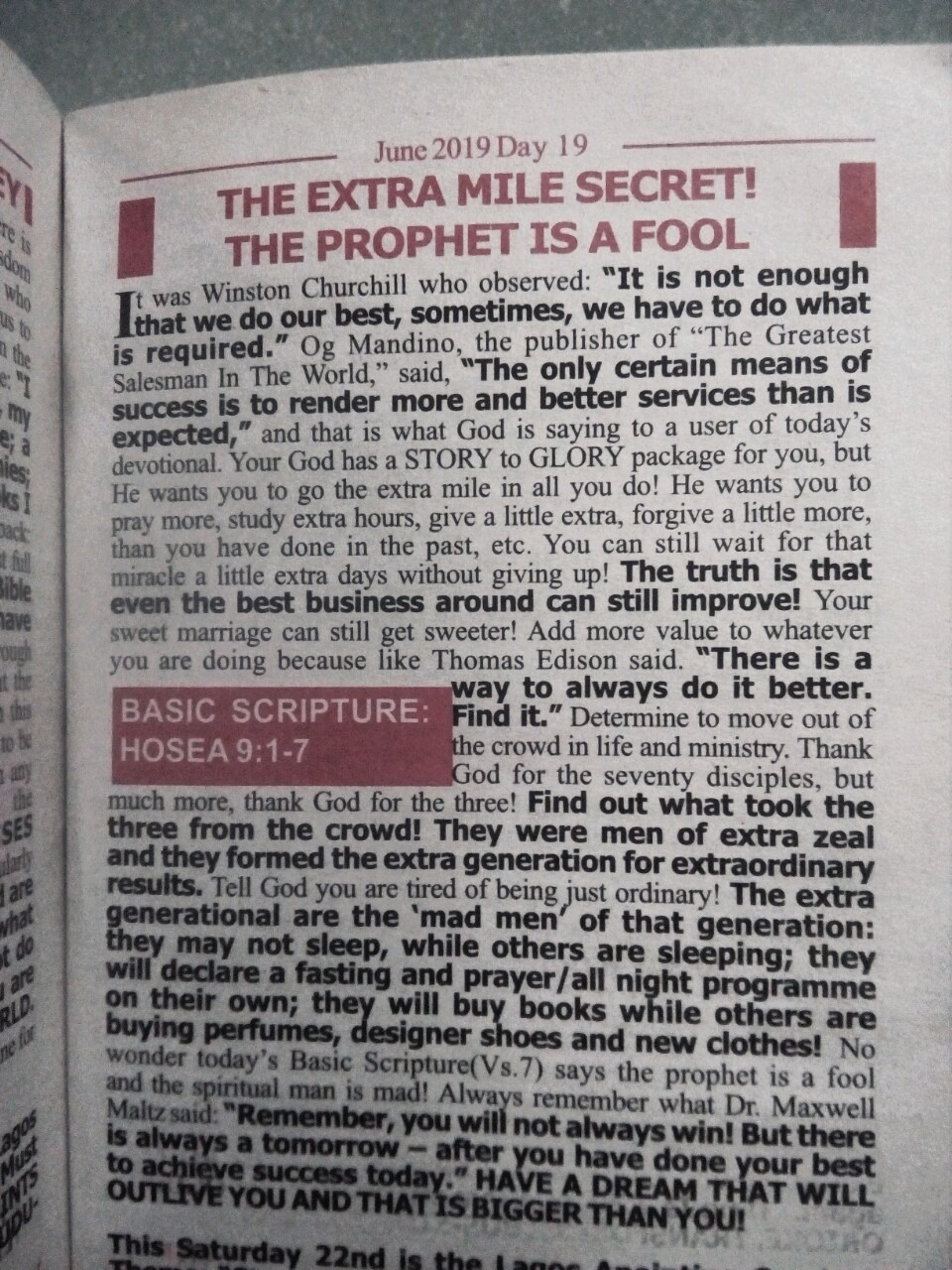 Our Daily Manna June 19, 2019 ODM