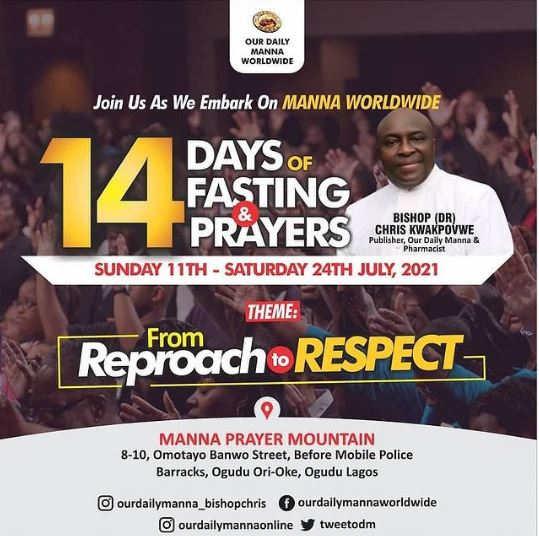 Manna Worldwide 14 days of Fasting and Prayers