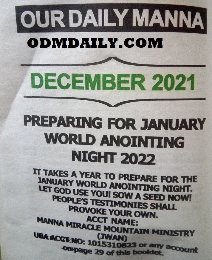 ODM Manna for today  28 December 2021