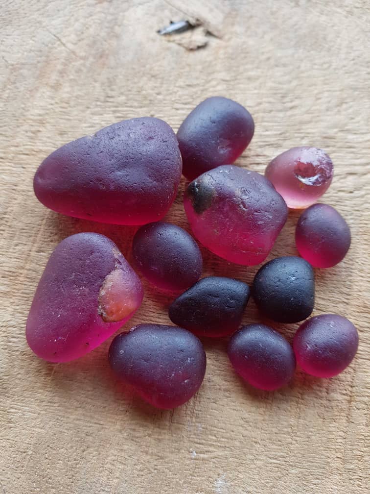 Purple sea glass (also called lavender or amethyst sea glass)